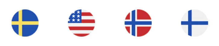 Swedish, USA, Norwegian, Finnish flags
